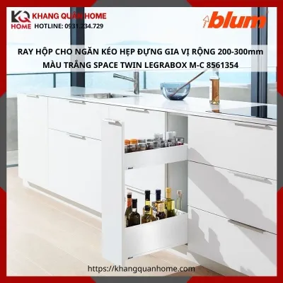 RAY HỘP CHO NGĂN KÉO HẸP ĐỰNG GIA VỊ RỘNG 200-300mm MÀU TRẮNG SPACE TWIN LEGRABOX M-C 8561354