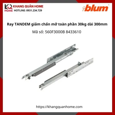 Ray trượt TANDEM giảm chấn mở toàn phần 30kg dài 300mm 560F3000B 8433610