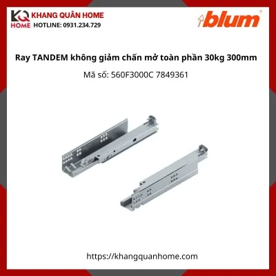 Ray trượt TANDEM không giảm chấn mở toàn phần 30kg dài 300mm 560F3000C 7849361