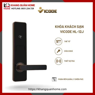 Khóa Điện Tử Vicode HL-12J Cho Khách Sạn - Màu Nâu Cafe