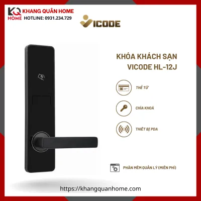 Khóa Điện Tử Vicode HL-12J Cho Khách Sạn - Màu Đen