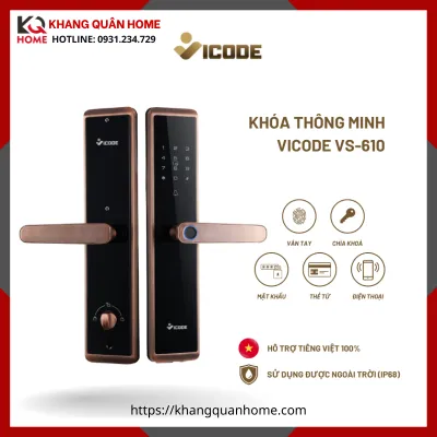 Khóa Điện Tử  Vicode VS-610 màu đồng đỏ