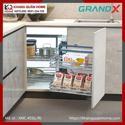 KỆ GÓC LIÊN HOÀN GRANDX NAN DẸT SUS304 XMC.45S (L/R)