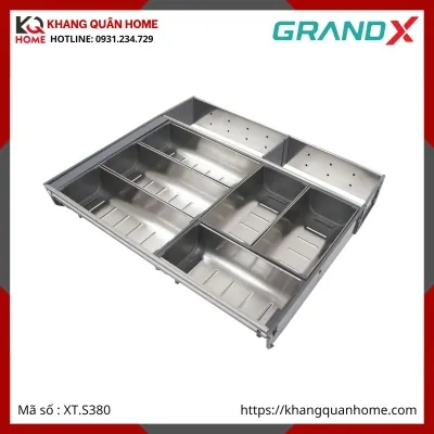 KHAY CHIA MUỖNG NĨA GRANDX SUS304 RỘNG 380MM XT.S380