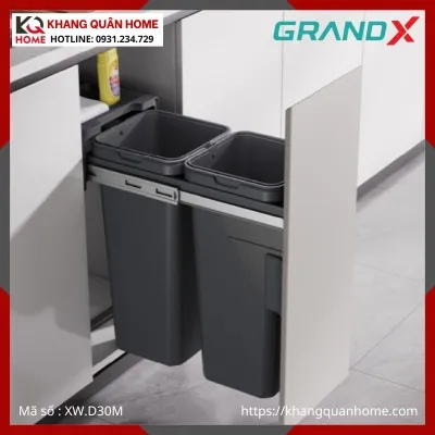 THÙNG RÁC ĐÔI GRANDX ÂM TỦ 28L R300MM XW.D30M