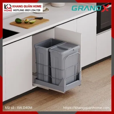 THÙNG RÁC ĐÔI GRANDX ÂM TỦ 42L R400MM XW.D40M