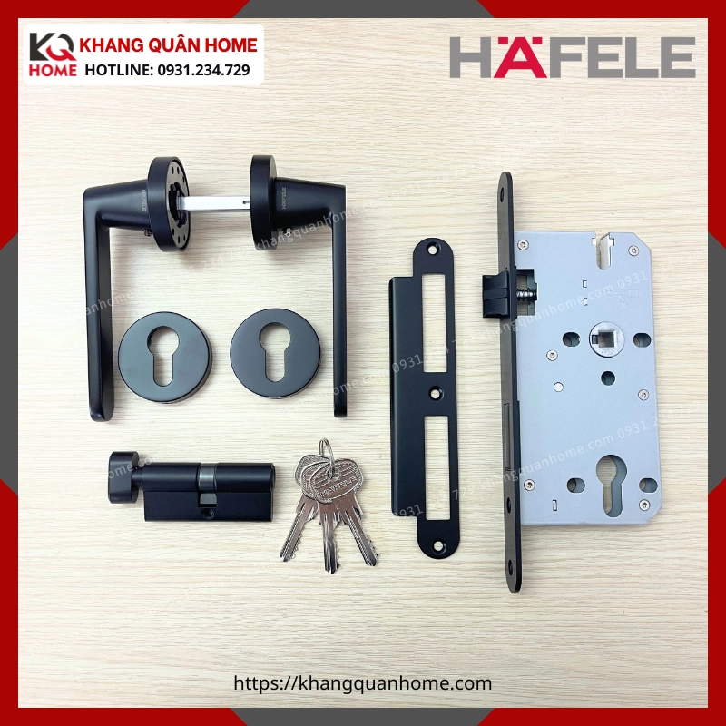 Bộ khóa cửa phòng DIY Hafele set B màu đen 499.63.609