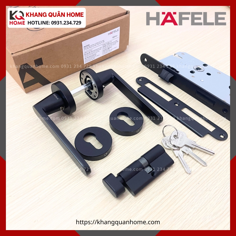 Bộ khóa cửa phòng DIY Hafele set B màu đen 499.63.609