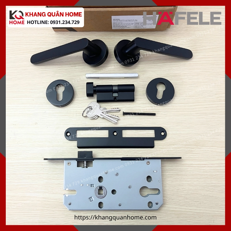 Bộ khóa cửa phòng DIY Hafele set B màu đen 499.63.609
