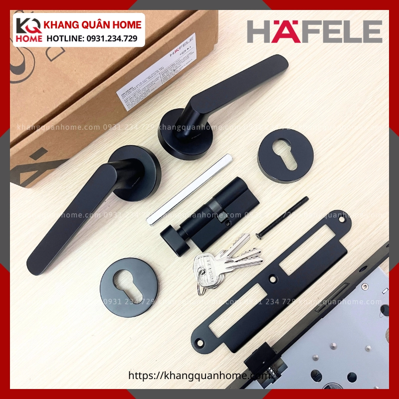 Bộ khóa cửa phòng DIY Hafele set B màu đen 499.63.609