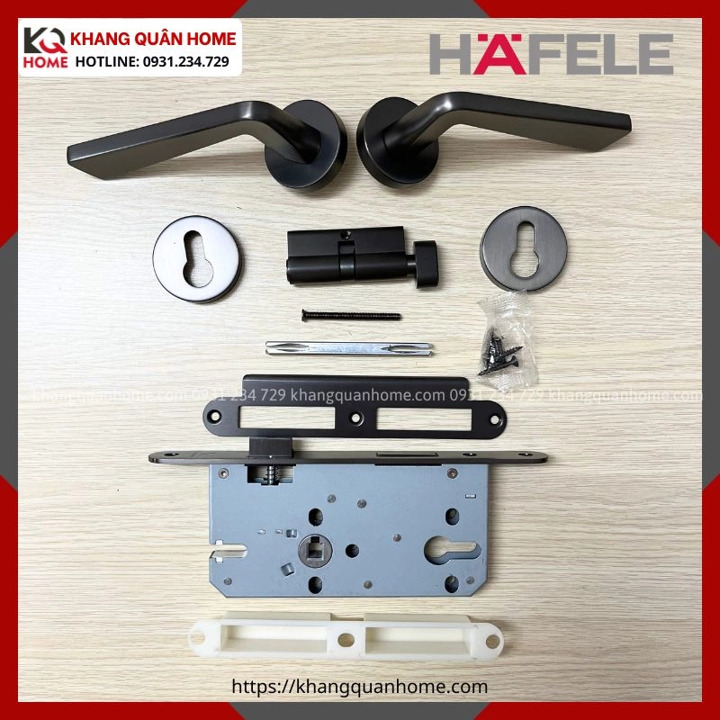 Hình Thực Tế Khóa Tay Nắm Cửa Vệ Sinh DIY Set D Hafele 499.63.630 Ánh Kim Súng