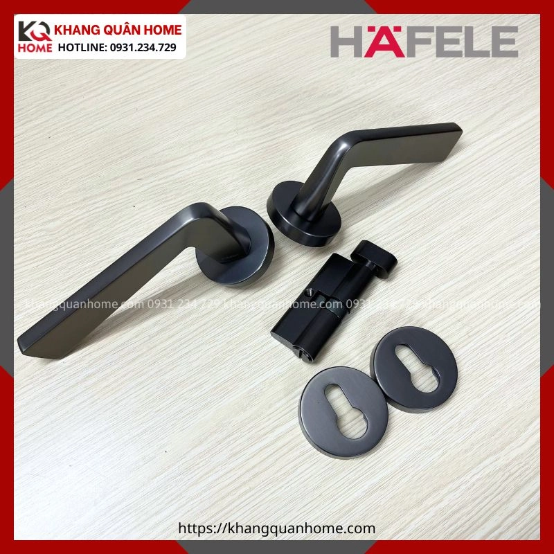 Hình Thực Tế Khóa Tay Nắm Cửa Vệ Sinh DIY Set D Hafele 499.63.630 Ánh Kim Súng