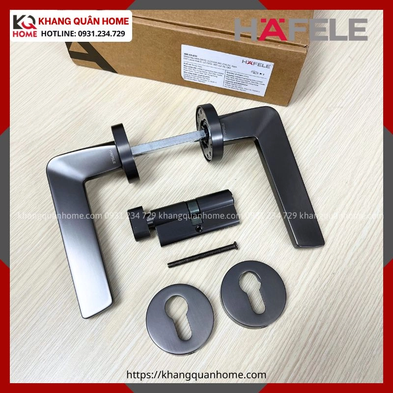 Hình Thực Tế Khóa Tay Nắm Cửa Vệ Sinh DIY Set D Hafele 499.63.630 Ánh Kim Súng
