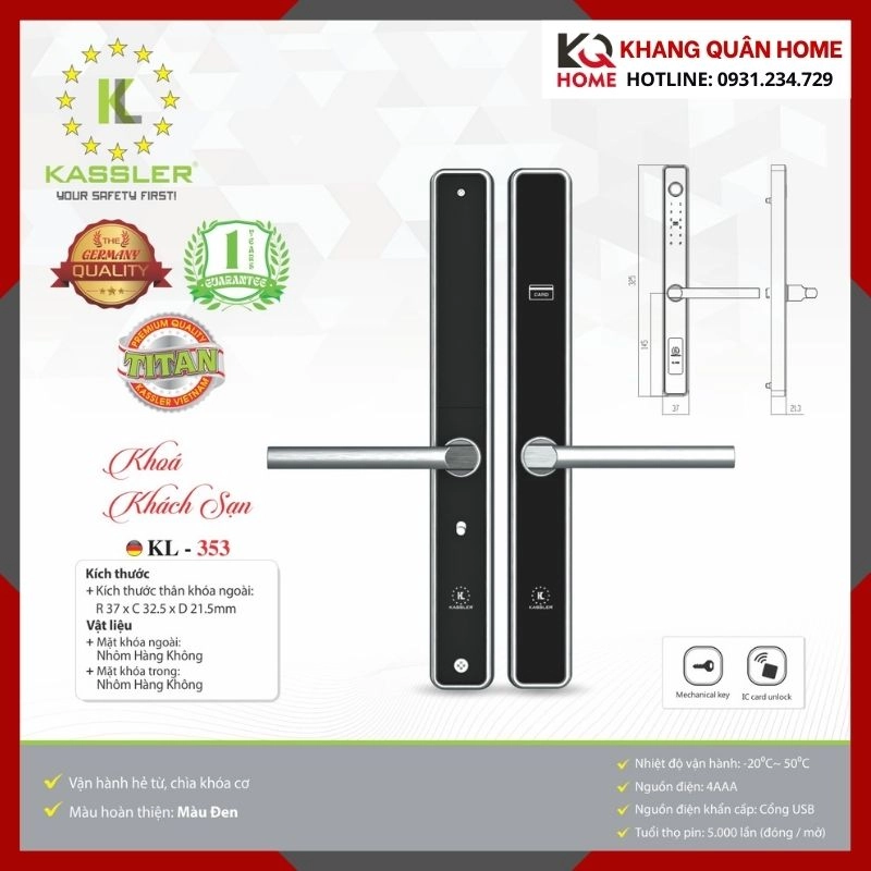 Khóa Điện Tử Khách Sạn Kassler KL - 353 