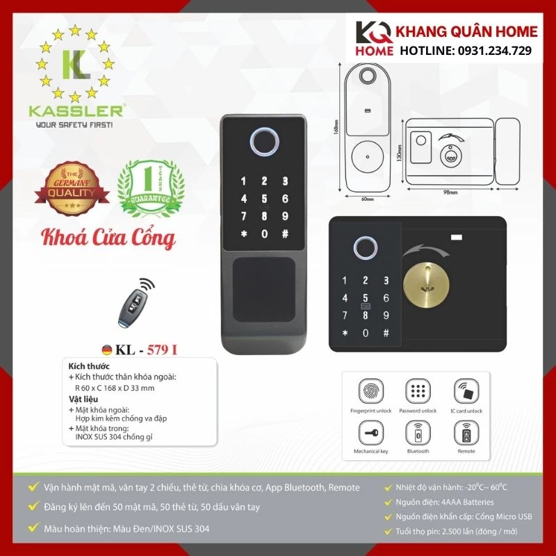 Khóa Điện Tử Cửa Cổng Kassler KL-579 I