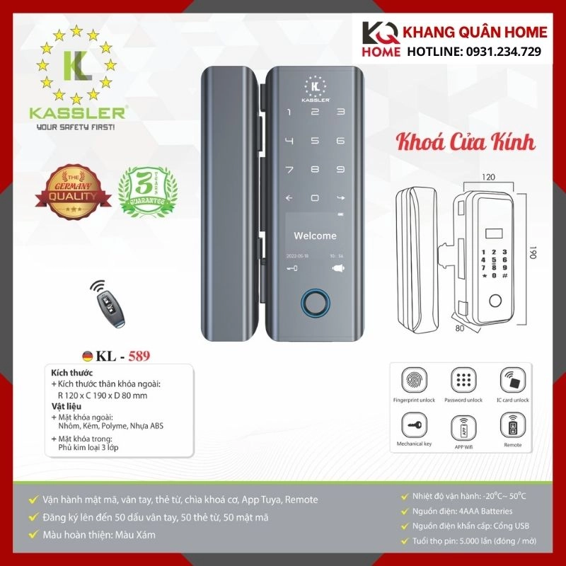 Khóa Điện Tử Hiện Đại Kassler KL-589