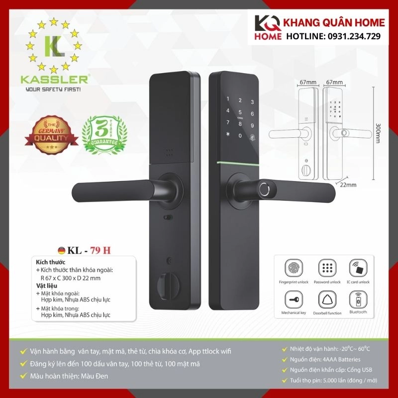 Khóa Điện Tử Hiện Đại Kassler KL-79 H