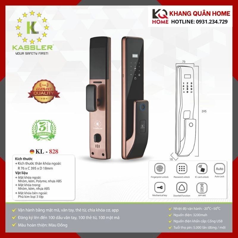 Khóa Điện Tử Hiện Đại Kassler KL-828