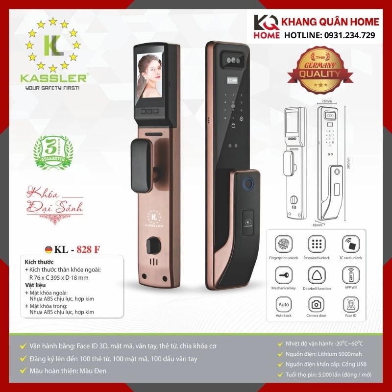 Khóa Điện Tử Hiện Đại Kassler KL- 828 F