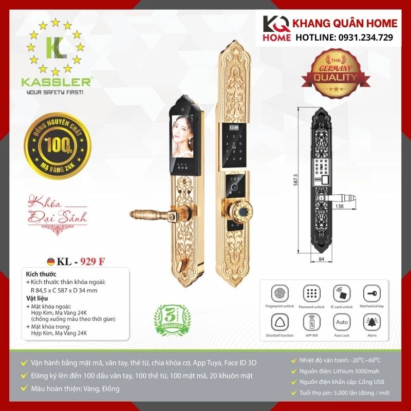 Khóa Điện Tử Cổ Điển Kassler KL-929 F
