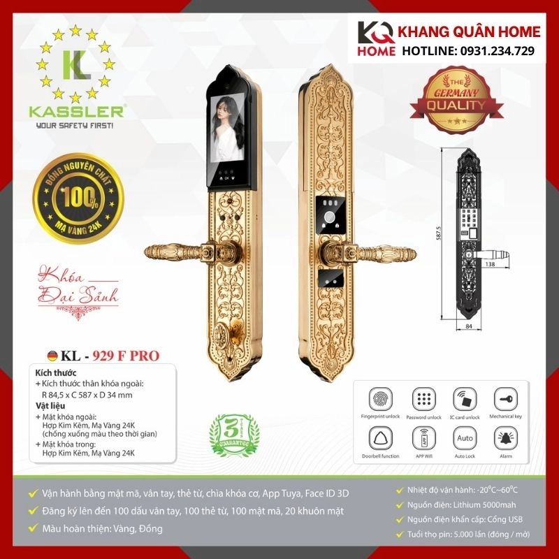 Khóa Điện Tử Cổ Điển Kassler KL-929 F PRO