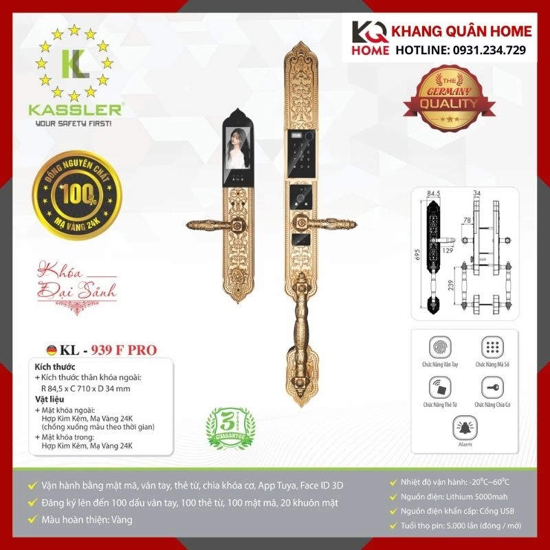 Khóa Điện Tử Cổ Điển Kassler KL-939 F PRO