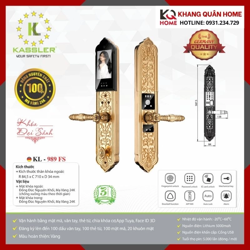 Khóa Điện Tử Cổ Điển Kassler KL-989 FS