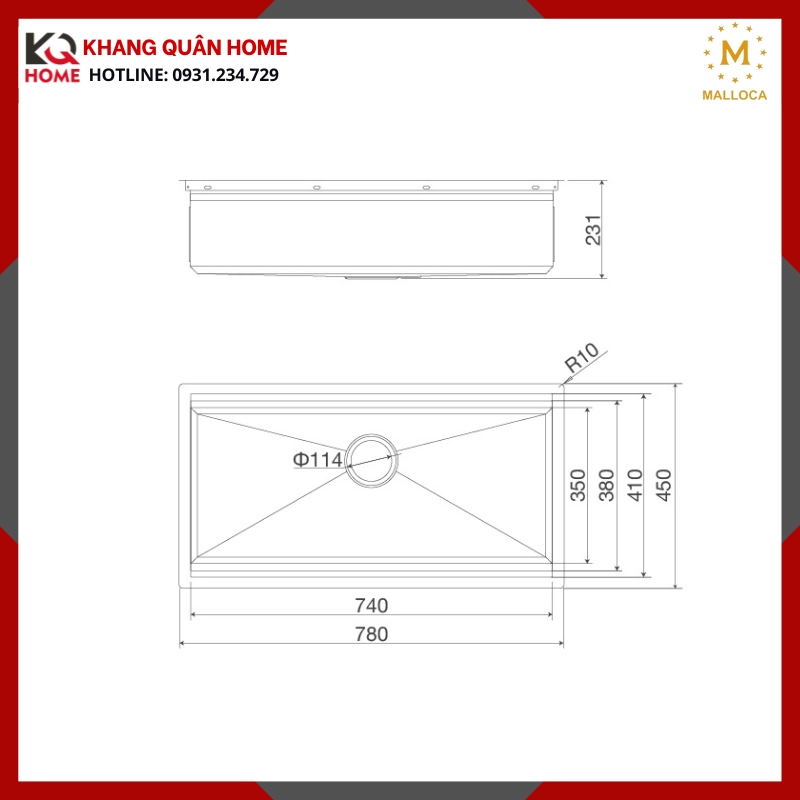 Chậu rửa chén Malloca MS 781