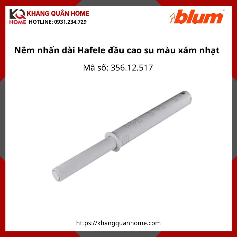 Nêm nhấn dài Hafele đầu cao su màu xám nhạt 356.12.517