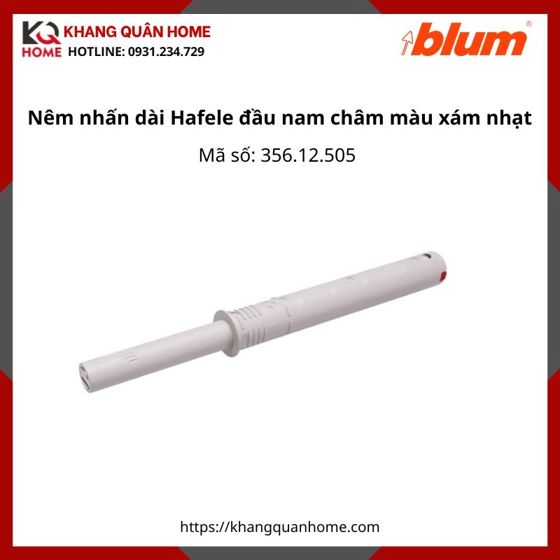 Nêm nhấn dài Hafele đầu nam châm màu xám nhạt 356.12.505