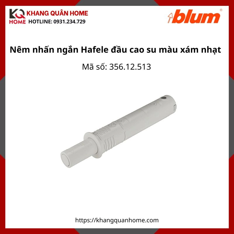 Nêm nhấn ngắn Hafele đầu cao su màu xám nhạt 356.12.513
