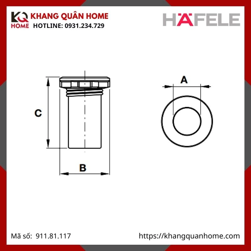 NẮP CHỐT ÂM MÀU ĐEN HAFELE 911.81.117