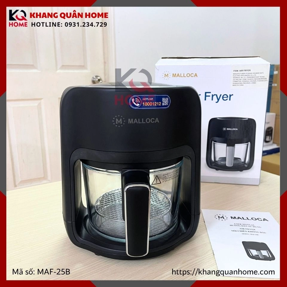 NỒI CHIÊN KHÔNG DẦU THỦY TINH MALLOCA MAF-25B 