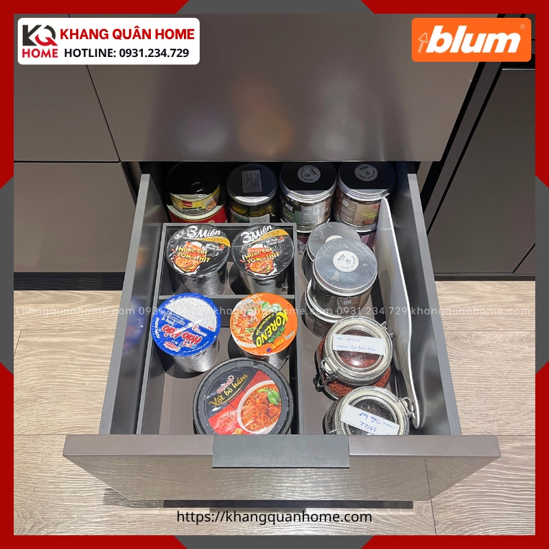 Khay Chia Ngăn Kéo Blum AMBIA-LINE Xám Đậm ZC7F400RSP 7649432