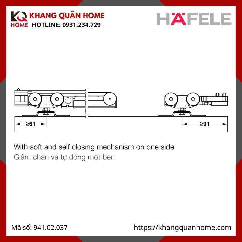 PHỤ KIỆN CỬA TRƯỢT SLIDO CLASSIC 120P HAFELE 941.02.037