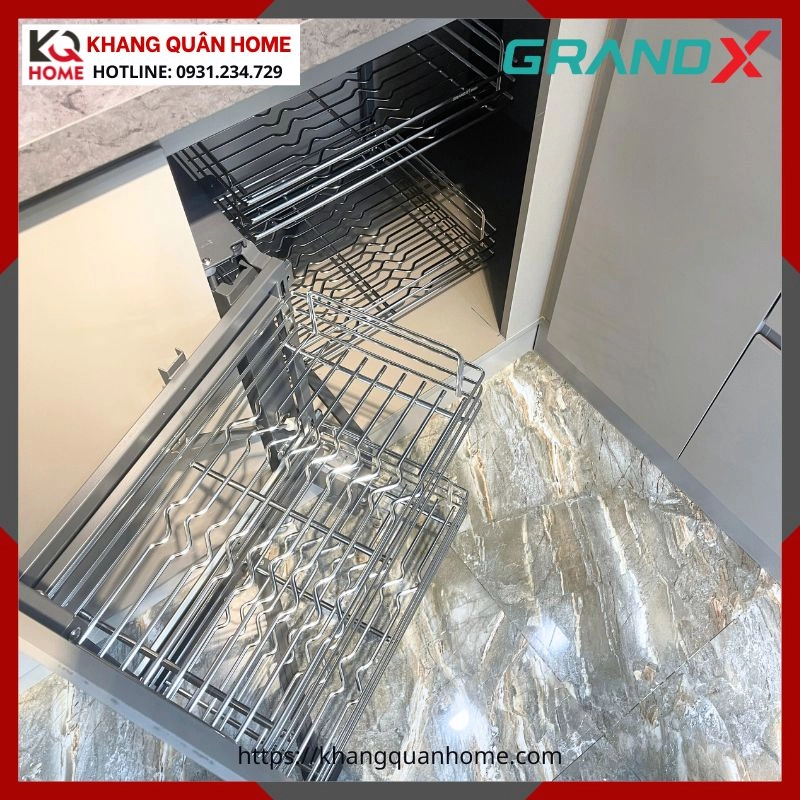 HÌNH THỰC TẾ KỆ GÓC LIÊN HOÀN GRANDX NAN OVAL SUS304 XMC.45M(L/R)