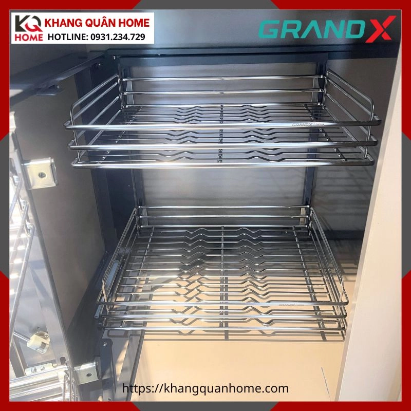 HÌNH THỰC TẾ KỆ GÓC LIÊN HOÀN GRANDX NAN OVAL SUS304 XMC.45M(L/R)