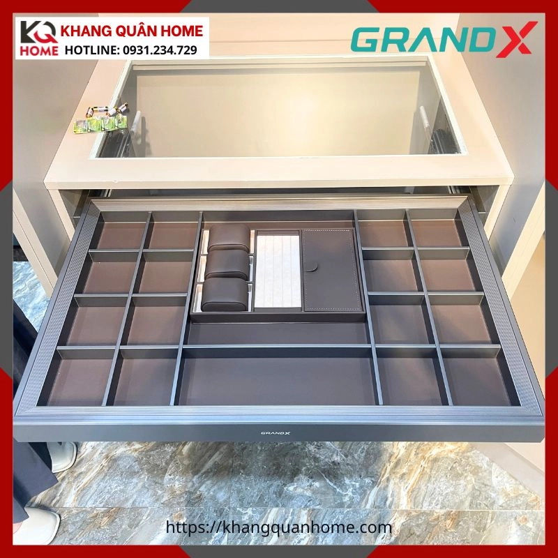 HÌNH THỰC TẾ KHAY ĐỰNG TRANG SỨC GRANDX R900MM XM.90C