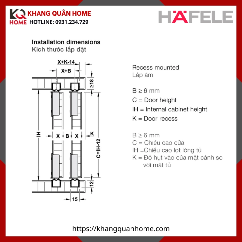 Phụ Kiện Cửa Trượt Thẳng Slido F-Line18 50A Hafele 401.30.016