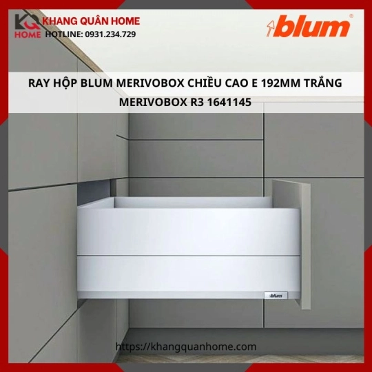 RAY HỘP BLUM MERIVOBOX CAO E 192MM TRẮNG MERIVOBOX R3 1641145
