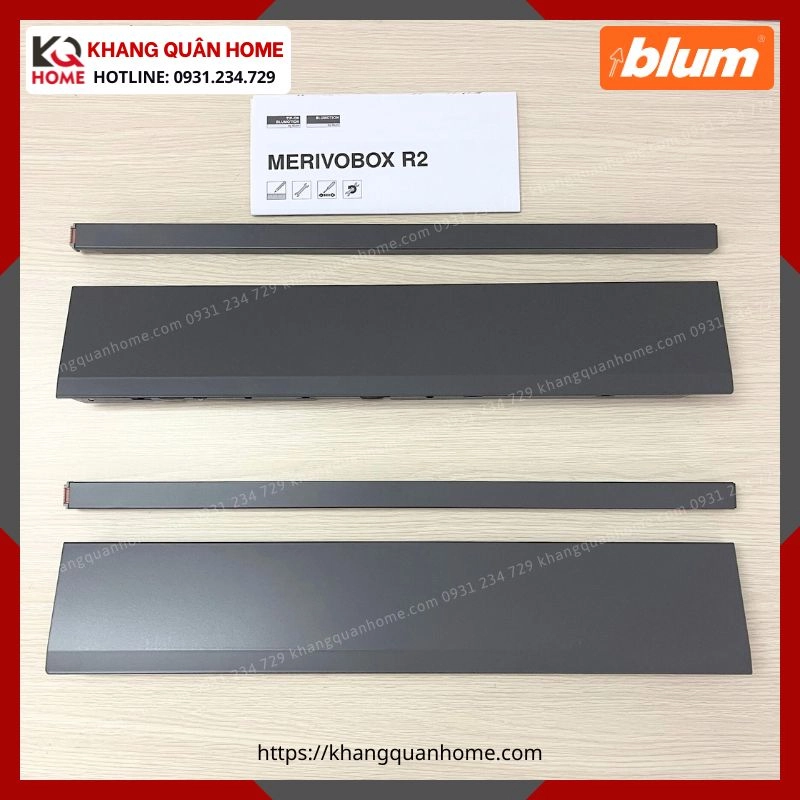 RAY HỘP BLUM MERIVOBOX CHIỀU CAO E 192MM XÁM ĐẬM MERIVOBOX R2 4605814