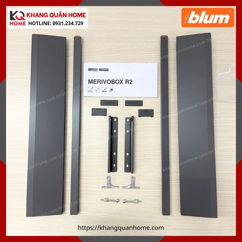 RAY HỘP BLUM MERIVOBOX CHIỀU CAO E 192MM XÁM ĐẬM MERIVOBOX R2 4605814