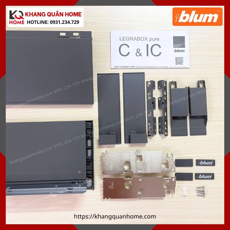 RAY HỘP ÂM BLUM LEGRABOX C 177MM XÁM LEGRABOX pure IC 3622144