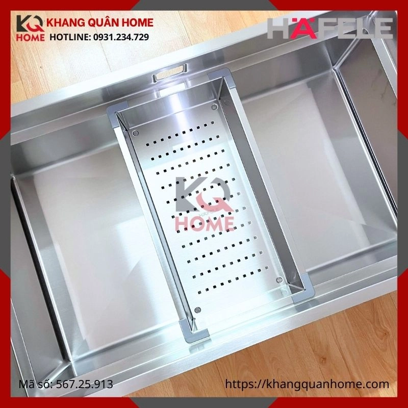 Ứng dụng Rây lưới đa năng vào chậu rửa chén Hafele