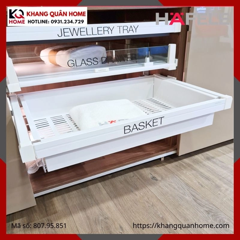 RỔ KIM LOẠI MÀU TRẮNG HAFELE 600 CHO TỦ QUẦN ÁO 807.95.851