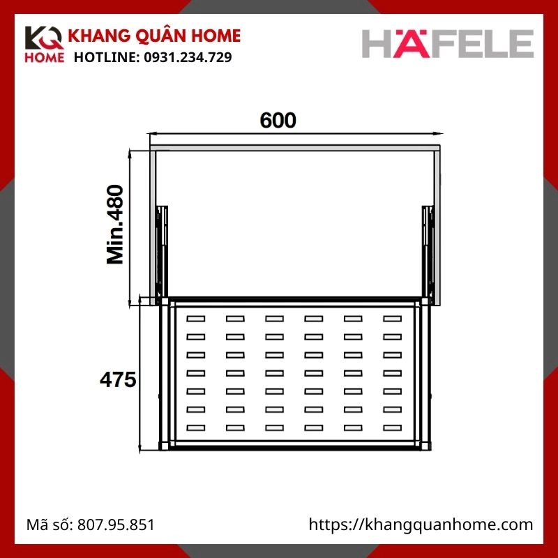 RỔ KIM LOẠI MÀU TRẮNG HAFELE 600 CHO TỦ QUẦN ÁO 807.95.851