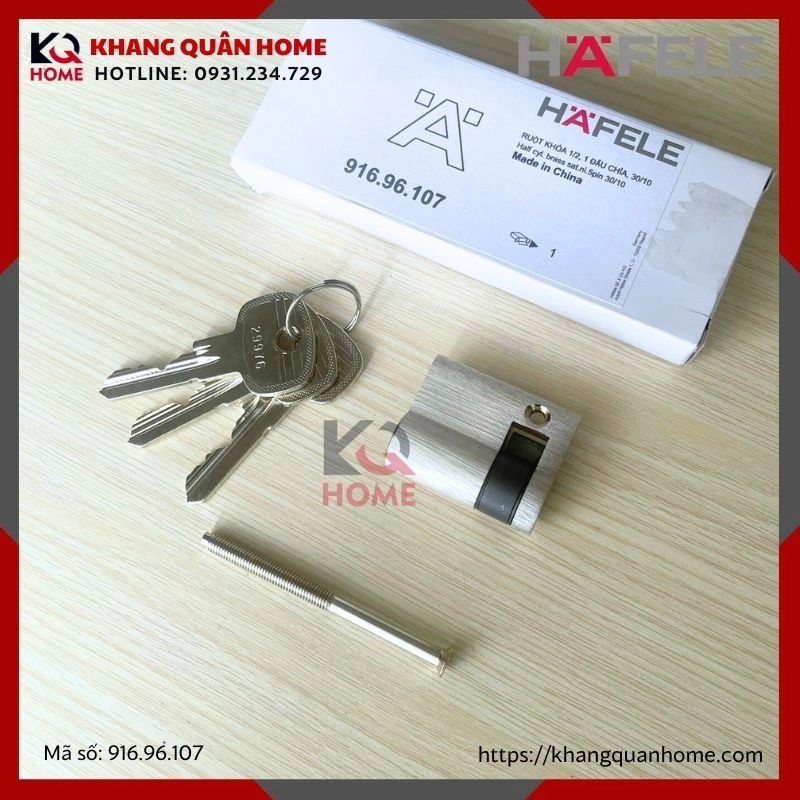 Ruột Khóa 1 Đầu Chìa 40mm Hafele 916.96.107