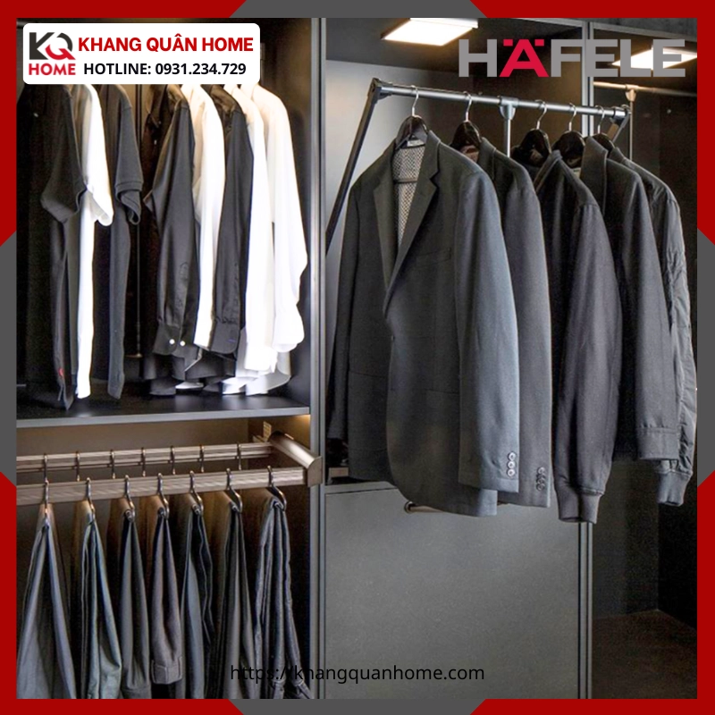 Tay nâng móc áo Hafele màu chestnut