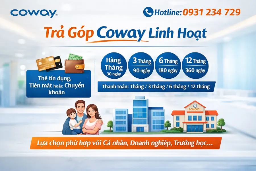 Hình thức thanh toán trả góp Coway