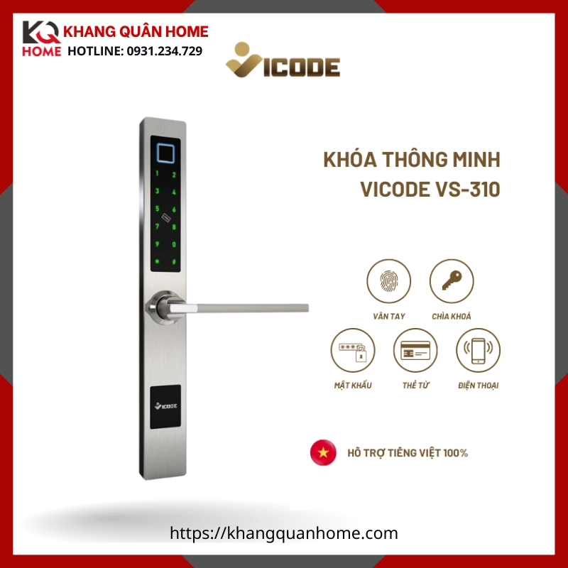 Khóa Điện Tử Vicode VS-310 Màu Inox